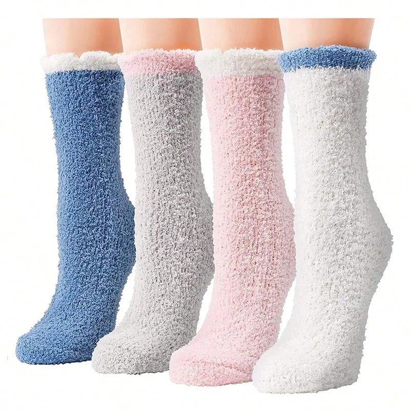 Luxuriously Soft & Thick Thermal Fluffy Lounge Socks for Women (4-Pair Pack) - Image 1