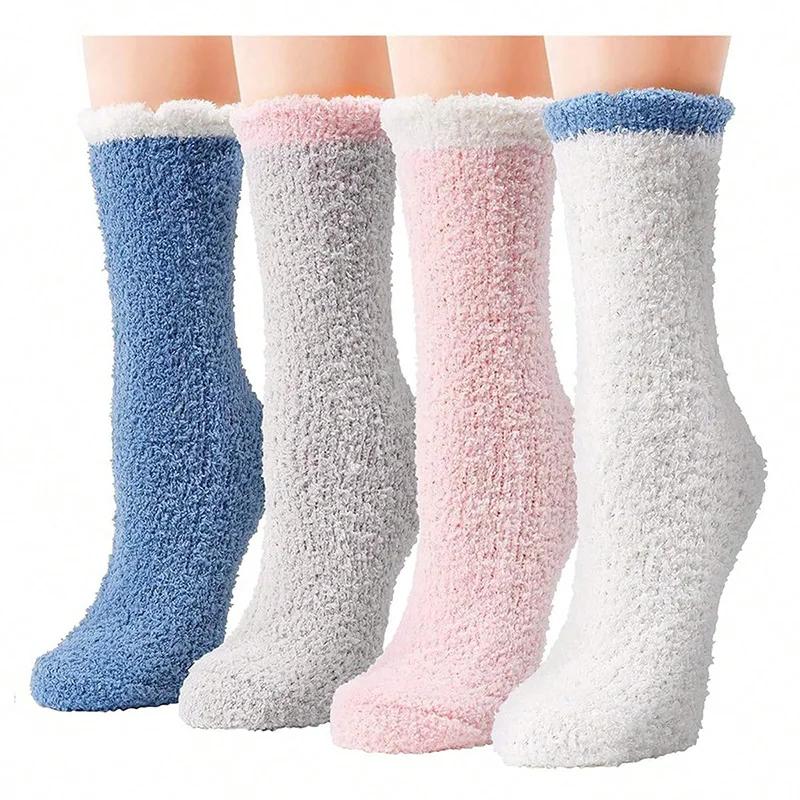 Luxuriously Soft & Thick Thermal Fluffy Lounge Socks for Women (4-Pair Pack) - Image 1