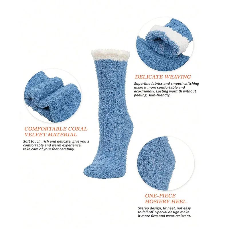 Luxuriously Soft & Thick Thermal Fluffy Lounge Socks for Women (4-Pair Pack) - Image 2