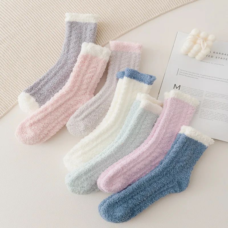 Luxuriously Soft & Thick Thermal Fluffy Lounge Socks for Women (4-Pair Pack) - Image 6