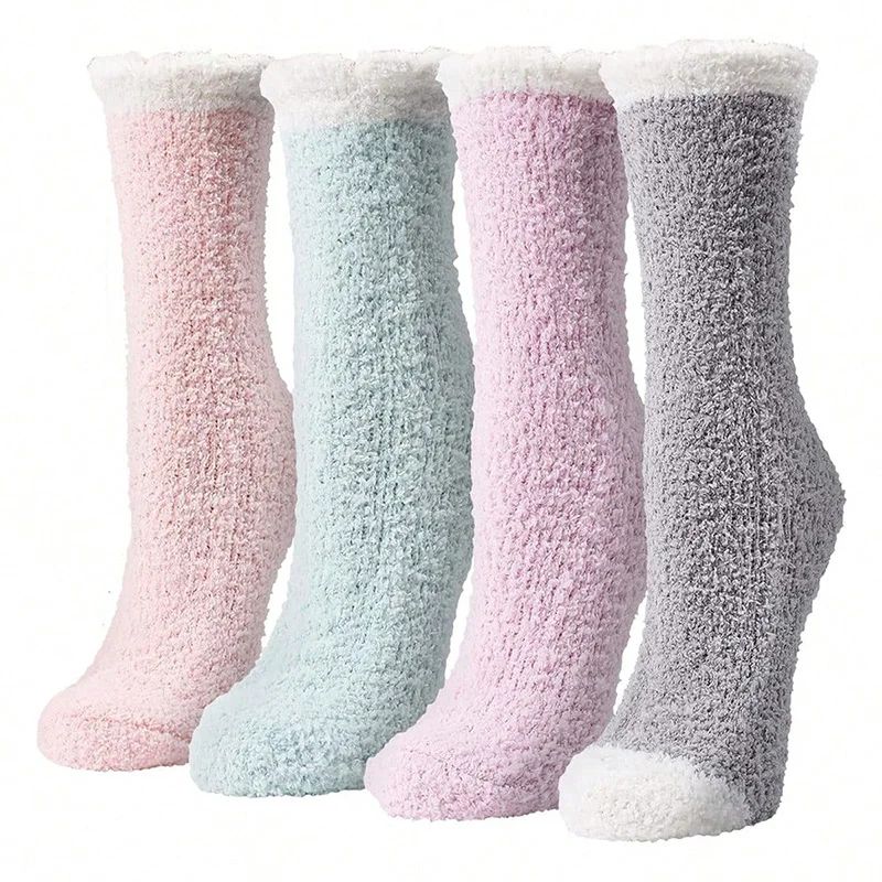 Luxuriously Soft & Thick Thermal Fluffy Lounge Socks for Women (4-Pair Pack) - Image 7
