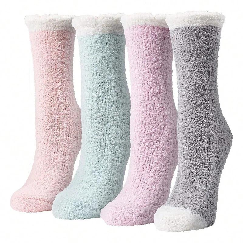 Luxuriously Soft & Thick Thermal Fluffy Lounge Socks for Women (4-Pair Pack) - Image 7