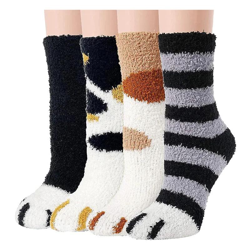 Luxuriously Soft & Thick Thermal Fluffy Lounge Socks for Women (4-Pair Pack) - Image 9