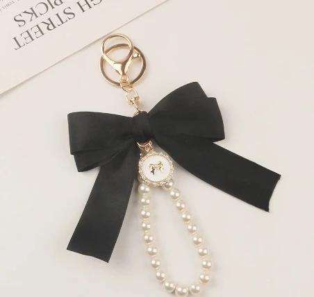 Elegant Fabric Bow & Faux Pearl Dangle Keychain for Bags, Keys & Accessories - Image 7