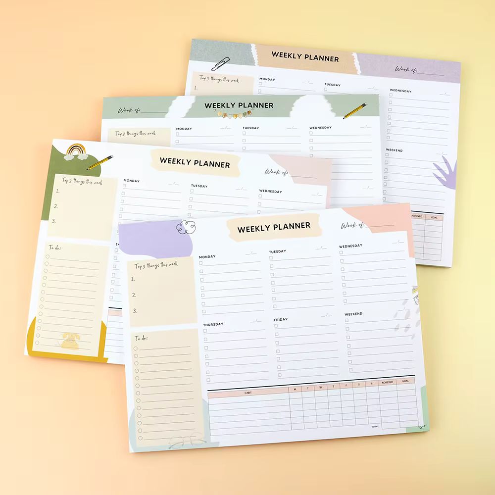 Undated Weekly Planner Pad with Habit Tracker & To-Do List – B5 Size - Image 1