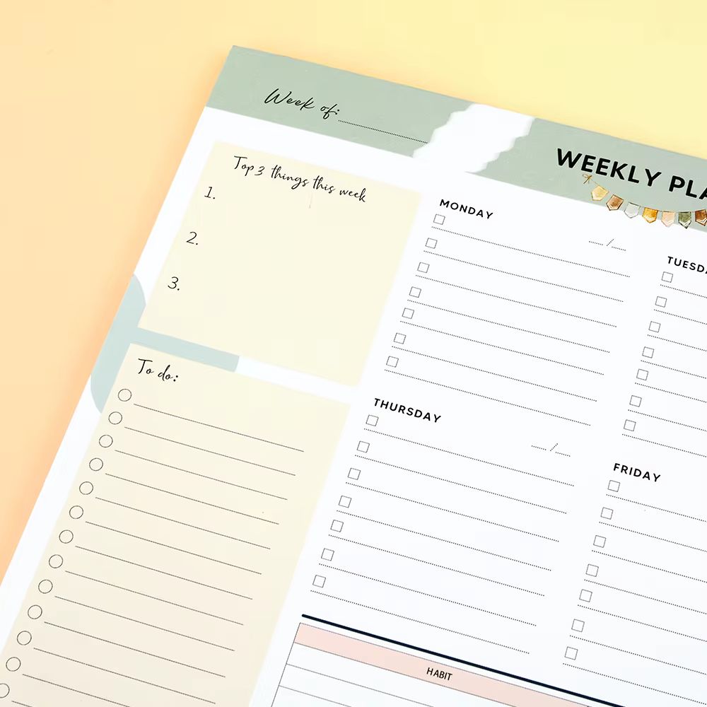 Undated Weekly Planner Pad with Habit Tracker & To-Do List – B5 Size - Image 4
