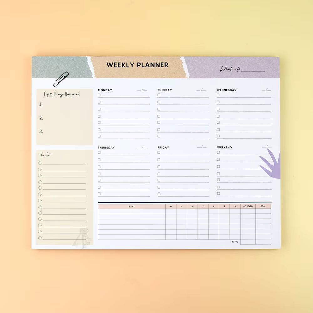 Undated Weekly Planner Pad with Habit Tracker & To-Do List – B5 Size - Image 6