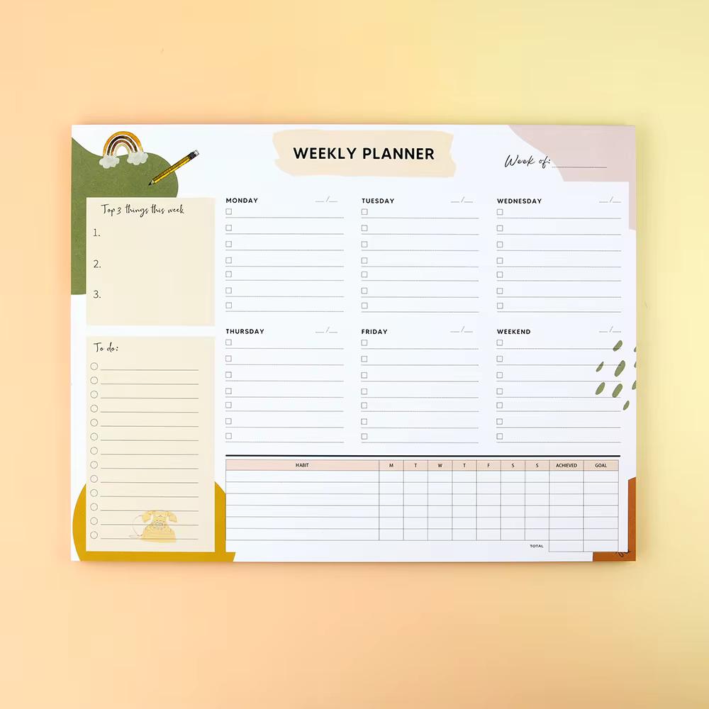 Undated Weekly Planner Pad with Habit Tracker & To-Do List – B5 Size - Image 8