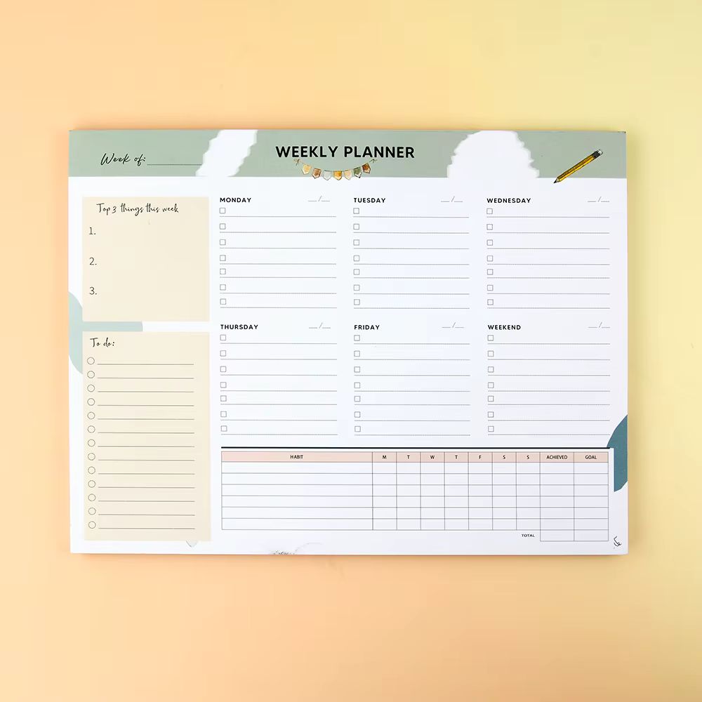 Undated Weekly Planner Pad with Habit Tracker & To-Do List – B5 Size - Image 9