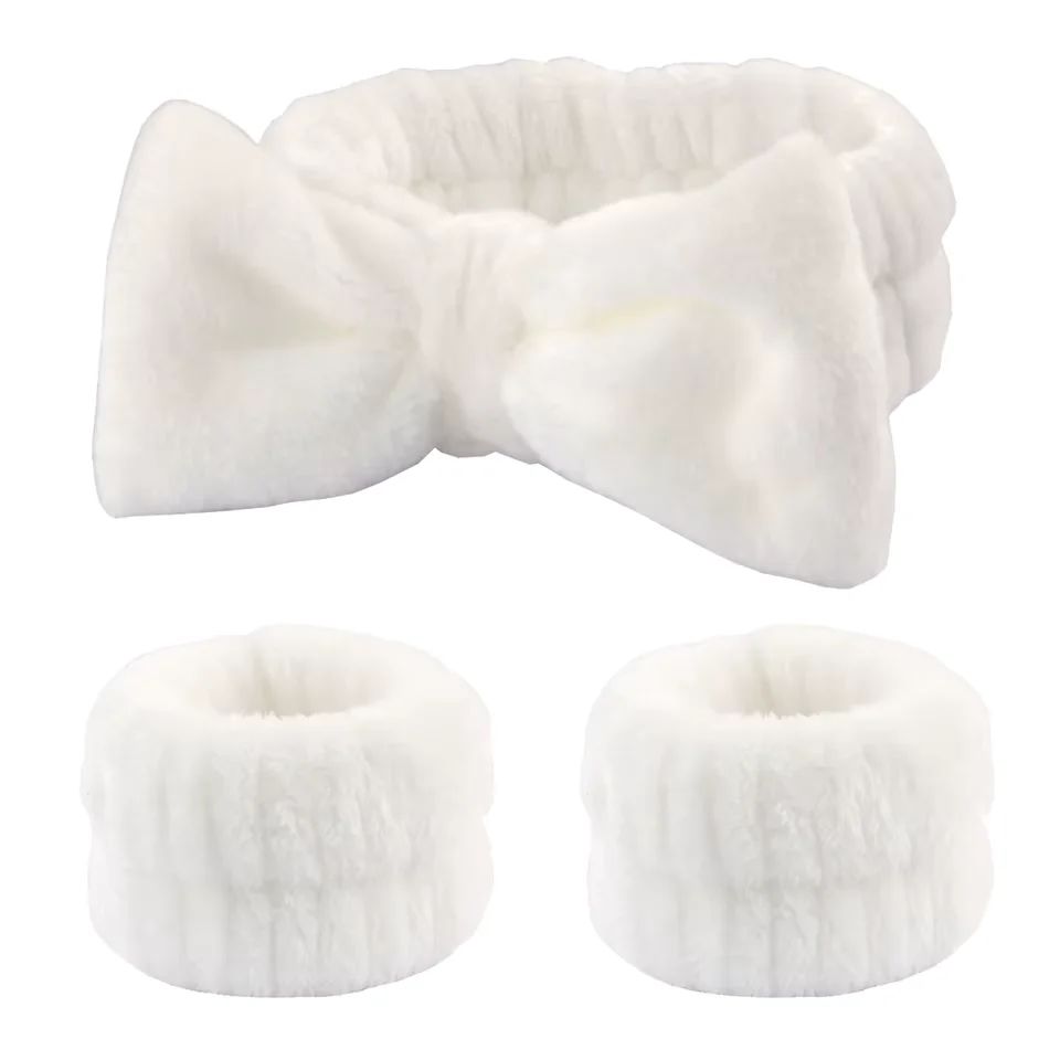 Luxurious Coral Fleece Skincare Headband & Wristband Set for Face Washing & Spa Rituals alternate