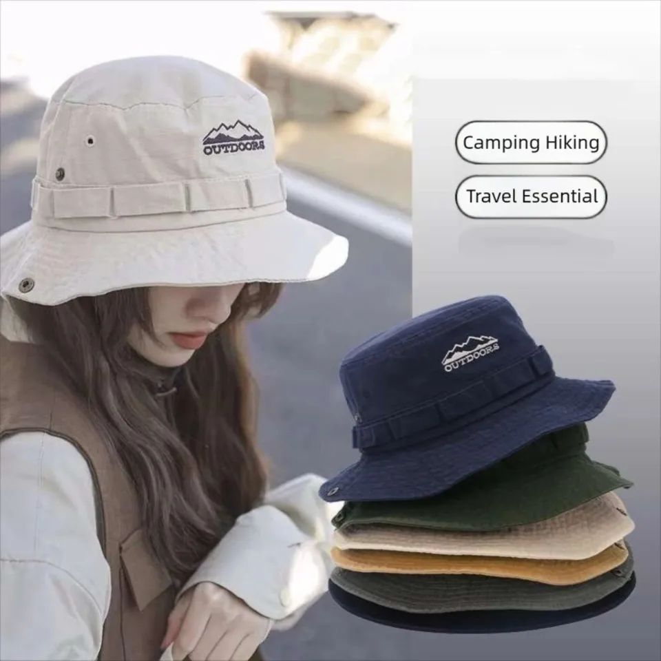 Unisex Mountain Range Embroidered Bucket Hat for Outdoor Adventures & Sun Protection