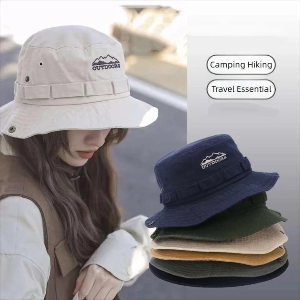 Unisex Mountain Range Embroidered Bucket Hat for Outdoor Adventures & Sun Protection