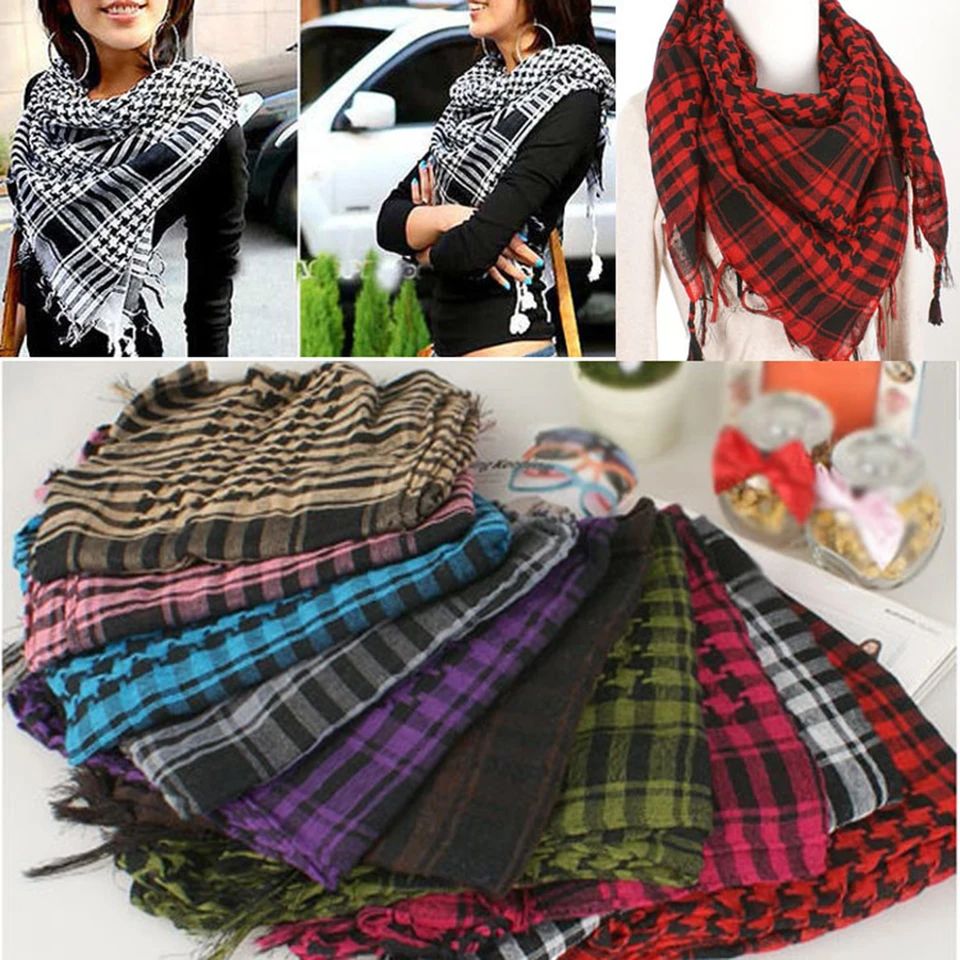 Versatile Unisex Plaid Shemagh Scarf with Tassels – All-Season Fashion Accessory