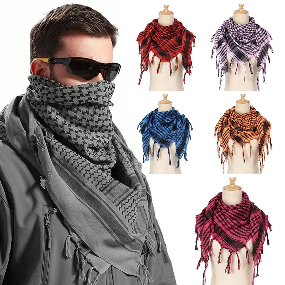 Versatile Unisex Plaid Shemagh Scarf with Tassels – All-Season Fashion Accessory alternate