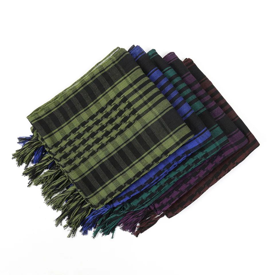 Versatile Unisex Plaid Shemagh Scarf with Tassels – All-Season Fashion Accessory - Image 5