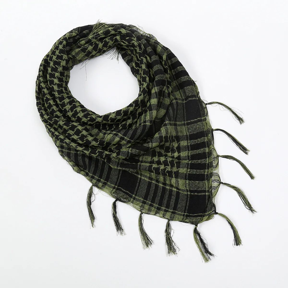 Versatile Unisex Plaid Shemagh Scarf with Tassels – All-Season Fashion Accessory - Image 11