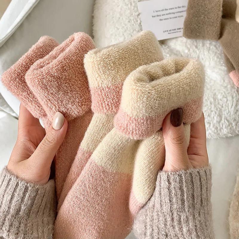 Cozy Knit Warm Wool Blend Mid-Calf Socks for Women - 4 Pairs Mixed Pastel & Earth Tones alternate