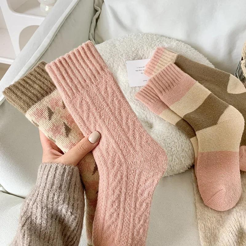 Cozy Knit Warm Wool Blend Mid-Calf Socks for Women - 4 Pairs Mixed Pastel & Earth Tones - Image 5